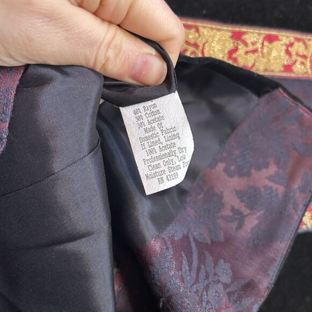 Vintage Susan Bristol Women’s Velvet Floral Jacquard Vest M Whimsigoth Boho - Picture 7 of 10